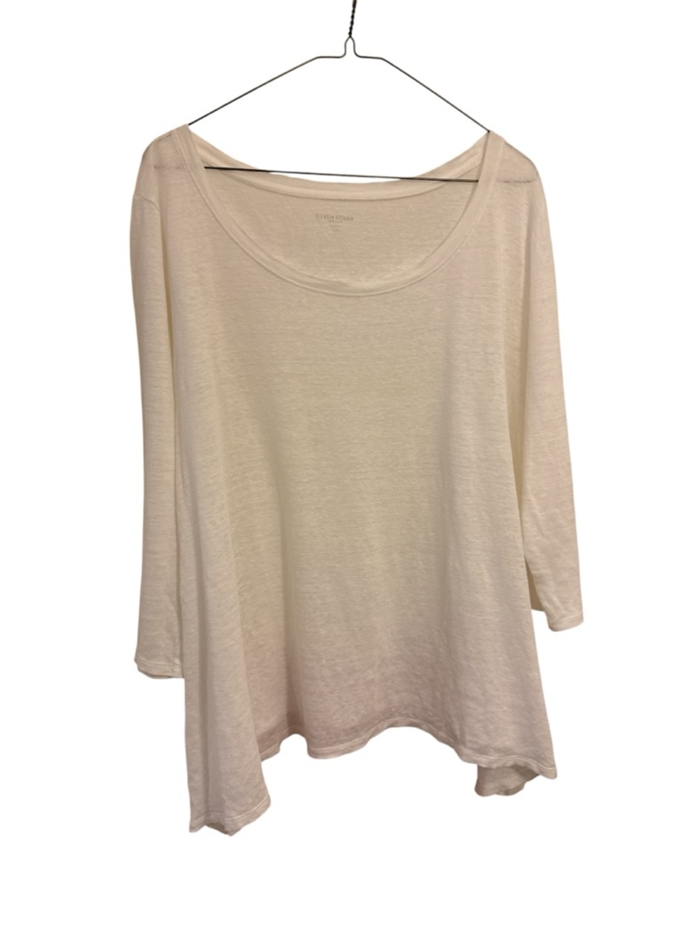 Women’s Scoop Neck 100% organic linen 3/4 Sleeve Tunic Top -white